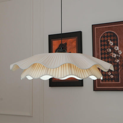 Adjustable Hanging Fixture with Metal & Cloth Shade for Overhead Illumination in Dining Spaces