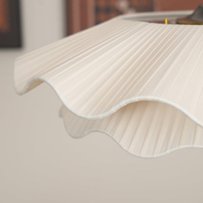 Adjustable Hanging Fixture with Metal & Cloth Shade for Overhead Illumination in Dining Spaces