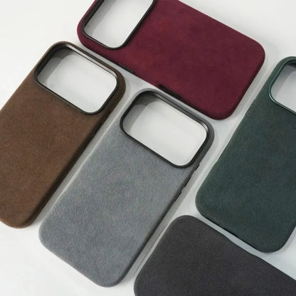 Premium Suede-Feel iPhone Case with Shock Absorption for 13-17 Series – Soft-Touch Protective Cover