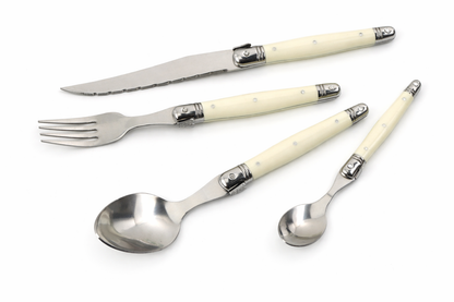 Ivory Laguiole Style Flatware Set – Elegant Stainless Steel Cutlery for Dining