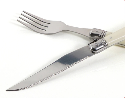 Ivory Laguiole Style Flatware Set – Elegant Stainless Steel Cutlery for Dining