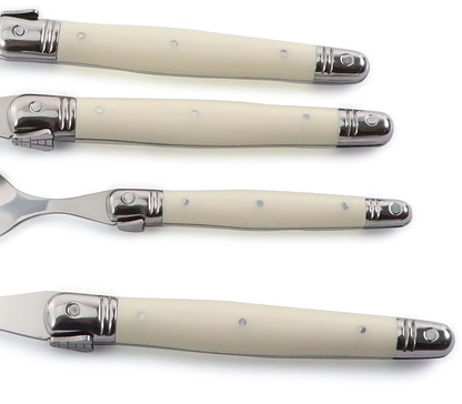 Ivory Laguiole Style Flatware Set – Elegant Stainless Steel Cutlery for Dining