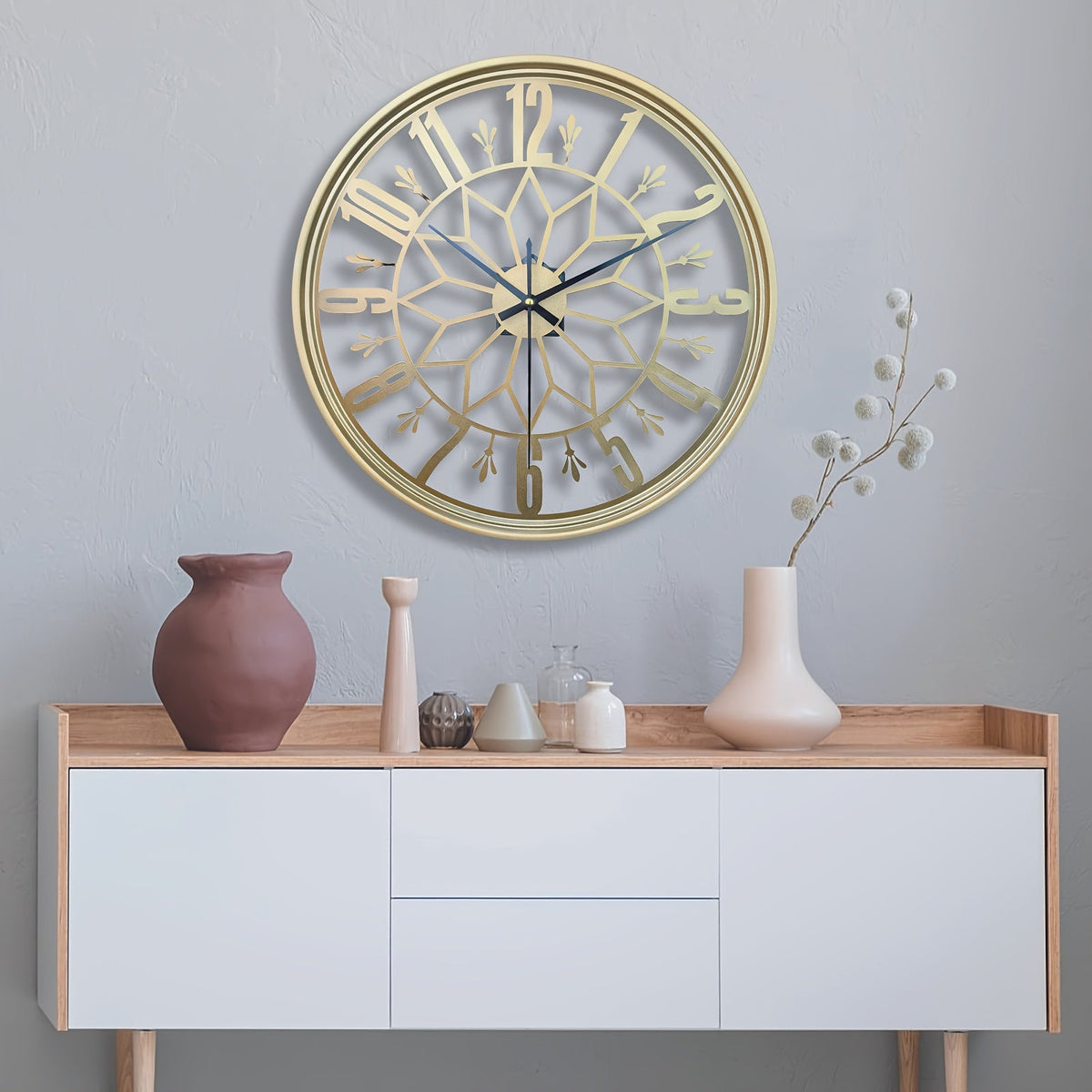 Ivy Vintage Wall Clock - Handcrafted Metal, Silent Movement Decor