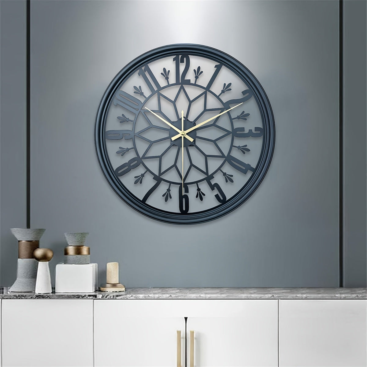 Ivy Vintage Wall Clock - Handcrafted Metal, Silent Movement Decor