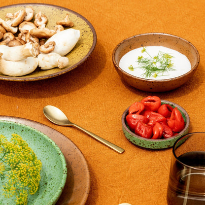 Jade Stoneware Ceramic Dinnerware Set – Vintage Glazed Porcelain with Unique Shapes