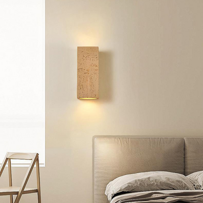 Rectangular Cement Sconce with Bidirectional Glow for Bedrooms, Hallways & Living Areas | Minimalist Stone-Effect Fixture