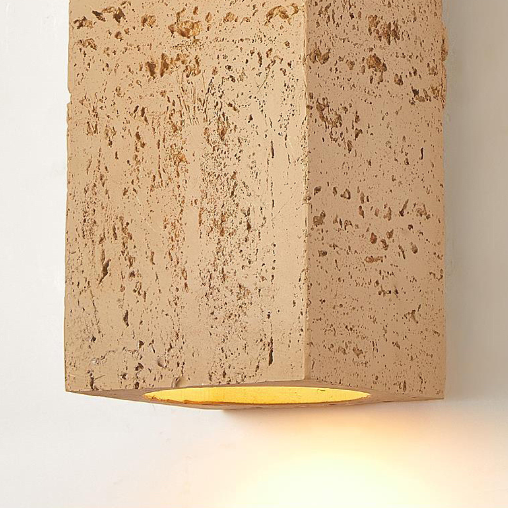 Rectangular Cement Sconce with Bidirectional Glow for Bedrooms, Hallways & Living Areas | Minimalist Stone-Effect Fixture
