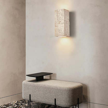 Rectangular Cement Sconce with Bidirectional Glow for Bedrooms, Hallways & Living Areas | Minimalist Stone-Effect Fixture