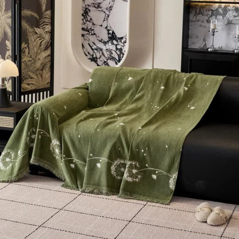 Jasmine Sofa Cover - Soft Microfiber, Japandi Dandelion Print