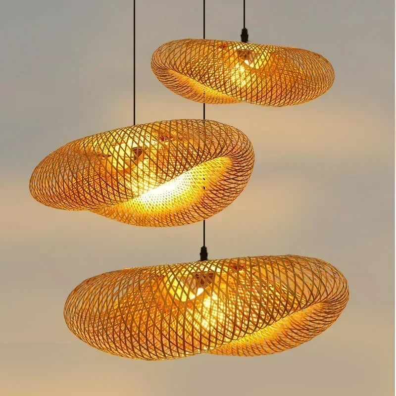 Hand-Woven Bamboo Hanging Lamp for Home Decor