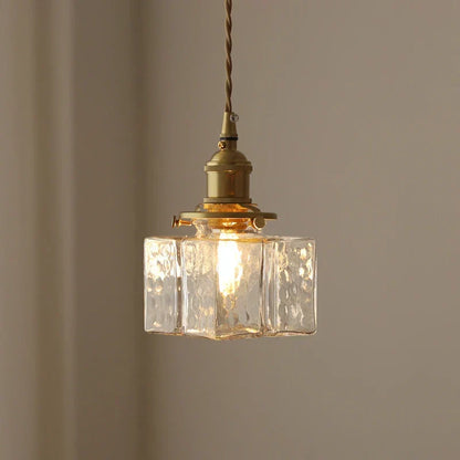 Hanging Fixture with Clear Textured Glass Globe & Brass Socket – 10 in Shade for Dining Table or Kitchen – Warm Ambient Overhead Lighting
