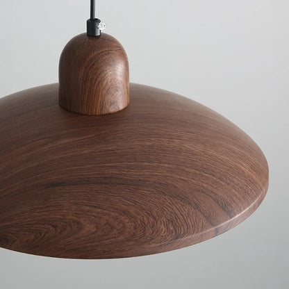 Wood Dome Ceiling Pendant 12 in Walnut Hanging Light for Kitchen Island Dining Table Minimalist Adjustable Cord E27 Socket 110V