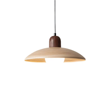 Wood Dome Ceiling Pendant 12 in Walnut Hanging Light for Kitchen Island Dining Table Minimalist Adjustable Cord E27 Socket 110V