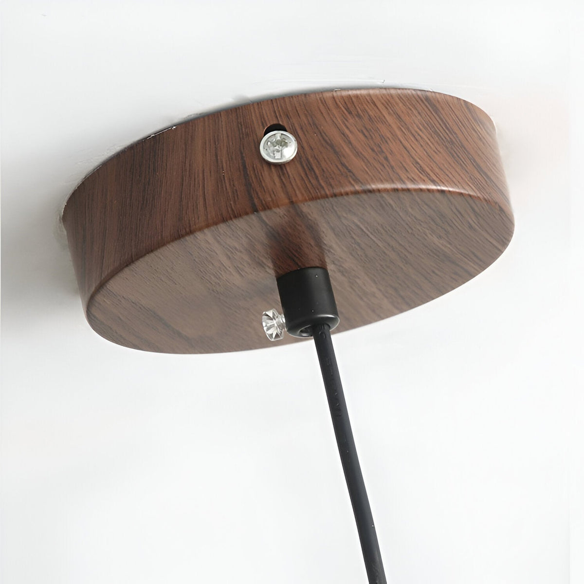 Wood Dome Ceiling Pendant 12 in Walnut Hanging Light for Kitchen Island Dining Table Minimalist Adjustable Cord E27 Socket 110V
