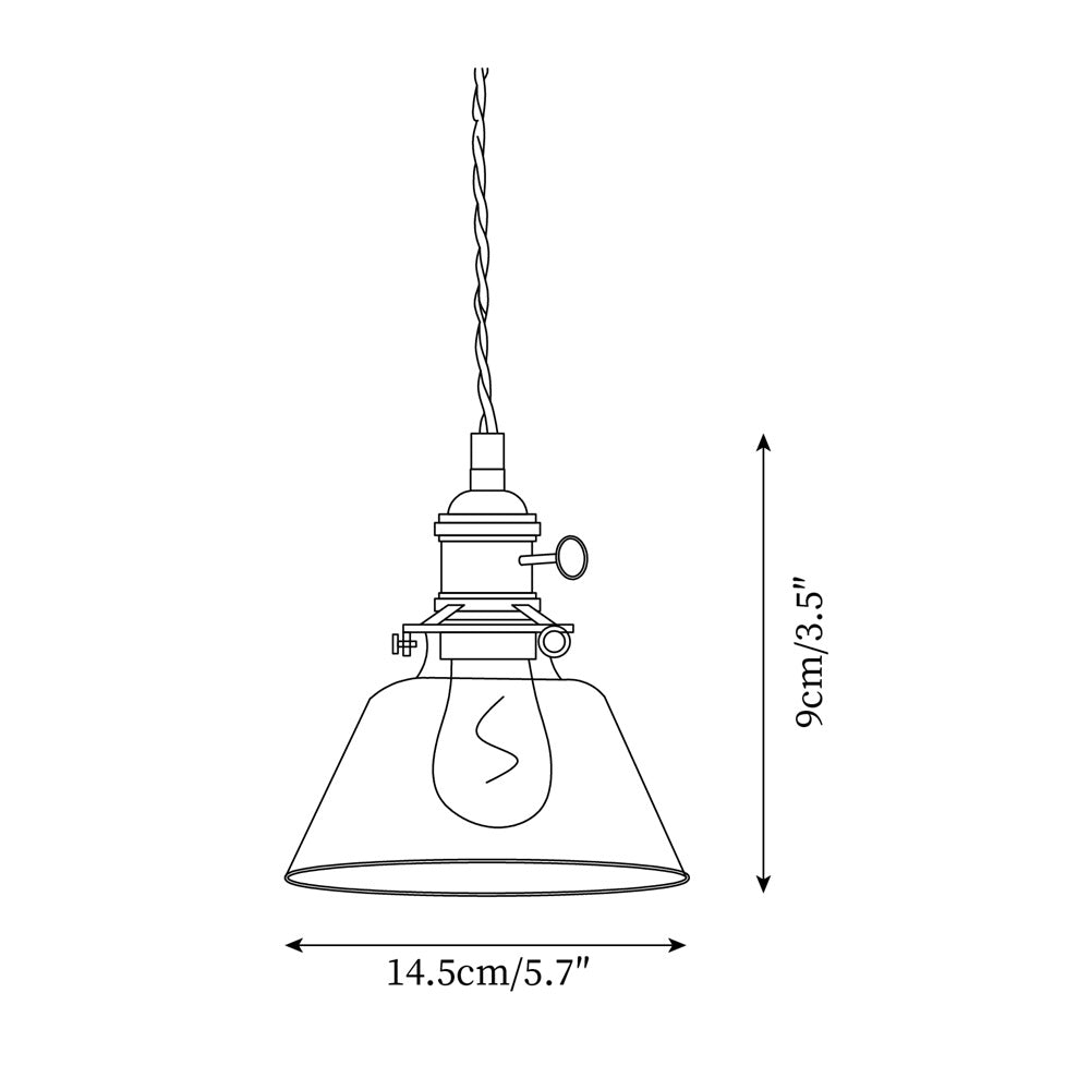 Clear Glass Drop Light Fixture with Brass Hardware 6-Inch Shade Adjustable Height Ceiling Lamp for Over Counter Islands Breakfast Nooks Dini