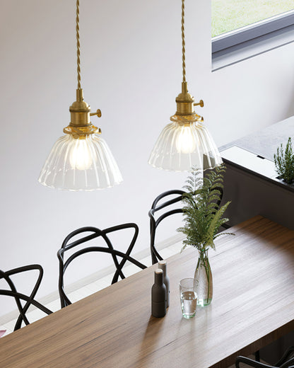 Clear Globe Hardwired Hanging Fixture Brass Metal Frame 6 Inch Adjustable Cord E26 Socket Kitchen Island Dining Room Vintage Industrial Ceil