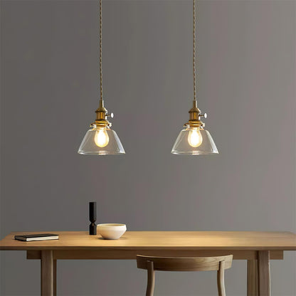 Clear Globe Hardwired Hanging Fixture Brass Metal Frame 6 Inch Adjustable Cord E26 Socket Kitchen Island Dining Room Vintage Industrial Ceil