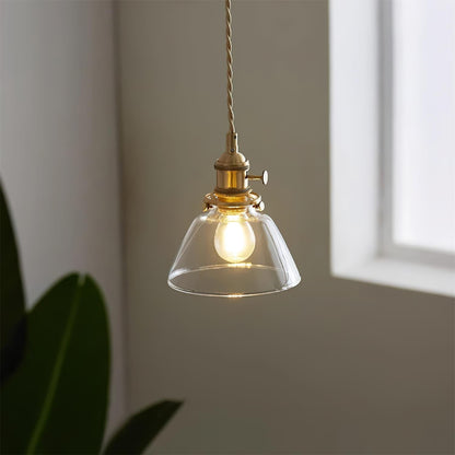 Clear Globe Hardwired Hanging Fixture Brass Metal Frame 6 Inch Adjustable Cord E26 Socket Kitchen Island Dining Room Vintage Industrial Ceil