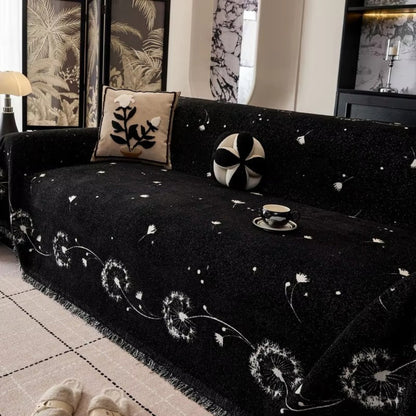 Jasmine Sofa Cover - Soft Microfiber, Japandi Dandelion Print
