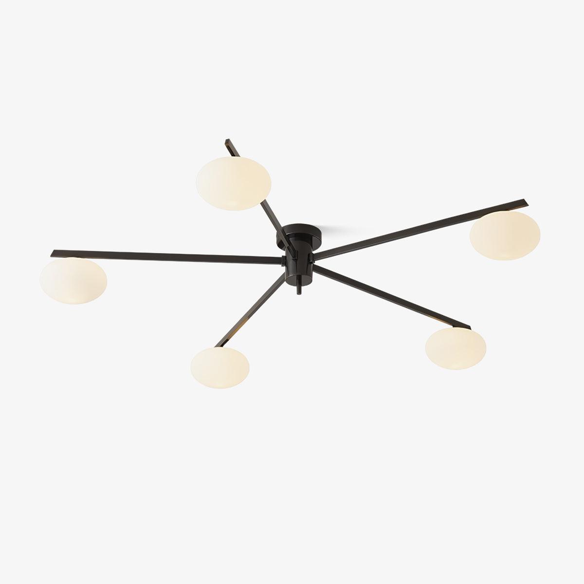 Adjustable Multi-Arm Semi-Flush Mount Light Fixture with Frosted Globes for Dining Room Kitchen Living Room | Black or Brass Frame G9 Socket