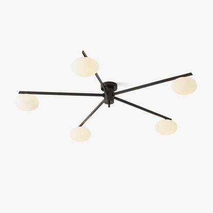 Adjustable Multi-Arm Semi-Flush Mount Light Fixture with Frosted Globes for Dining Room Kitchen Living Room | Black or Brass Frame G9 Socket