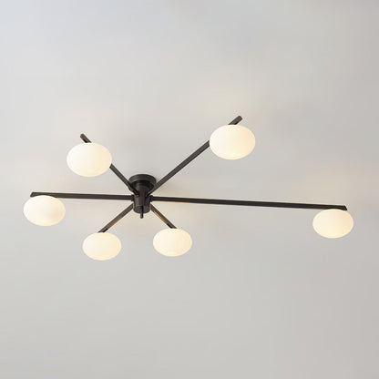 Adjustable Multi-Arm Semi-Flush Mount Light Fixture with Frosted Globes for Dining Room Kitchen Living Room | Black or Brass Frame G9 Socket