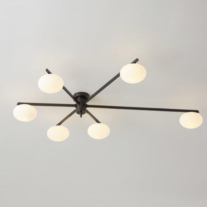 Adjustable Multi-Arm Semi-Flush Mount Light Fixture with Frosted Globes for Dining Room Kitchen Living Room | Black or Brass Frame G9 Socket