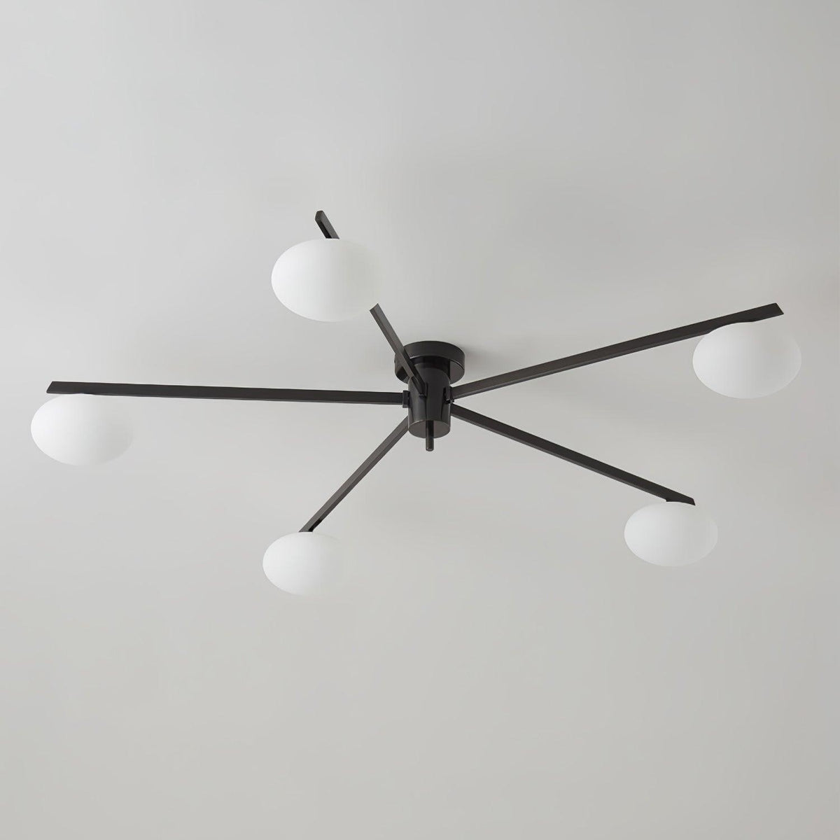 Adjustable Multi-Arm Semi-Flush Mount Light Fixture with Frosted Globes for Dining Room Kitchen Living Room | Black or Brass Frame G9 Socket