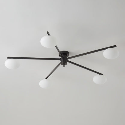 Adjustable Multi-Arm Semi-Flush Mount Light Fixture with Frosted Globes for Dining Room Kitchen Living Room | Black or Brass Frame G9 Socket