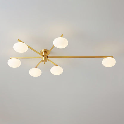 Adjustable Multi-Arm Semi-Flush Mount Light Fixture with Frosted Globes for Dining Room Kitchen Living Room | Black or Brass Frame G9 Socket