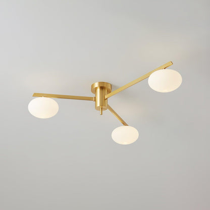 Adjustable Multi-Arm Semi-Flush Mount Light Fixture with Frosted Globes for Dining Room Kitchen Living Room | Black or Brass Frame G9 Socket