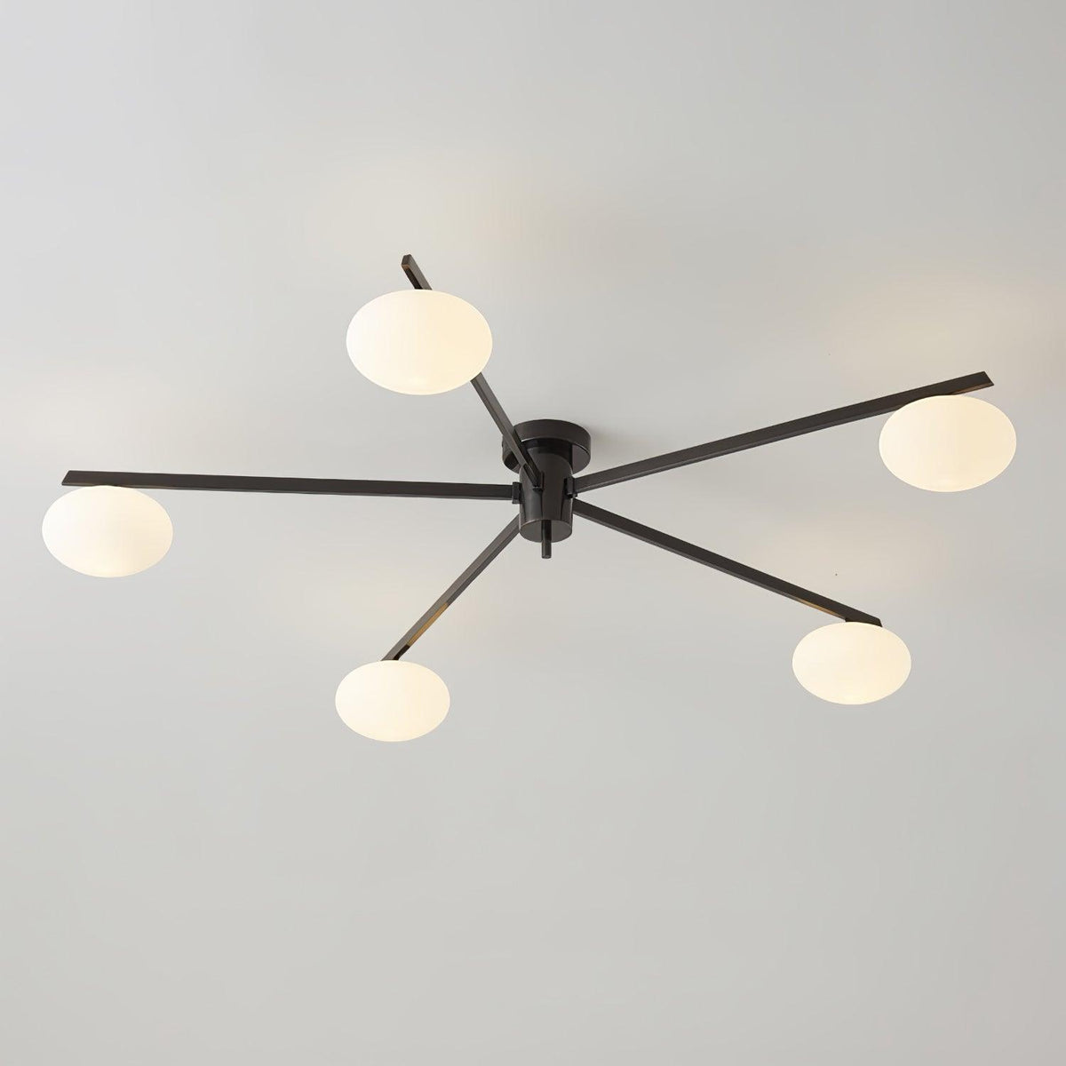Adjustable Multi-Arm Semi-Flush Mount Light Fixture with Frosted Globes for Dining Room Kitchen Living Room | Black or Brass Frame G9 Socket
