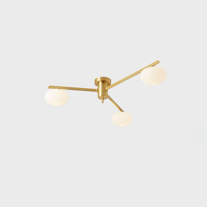 Adjustable Multi-Arm Semi-Flush Mount Light Fixture with Frosted Globes for Dining Room Kitchen Living Room | Black or Brass Frame G9 Socket