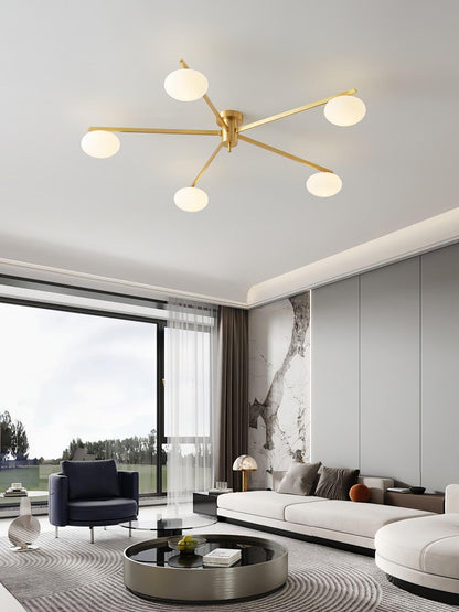 Adjustable Multi-Arm Semi-Flush Mount Light Fixture with Frosted Globes for Dining Room Kitchen Living Room | Black or Brass Frame G9 Socket