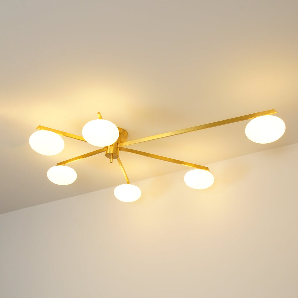 Adjustable Multi-Arm Semi-Flush Mount Light Fixture with Frosted Globes for Dining Room Kitchen Living Room | Black or Brass Frame G9 Socket