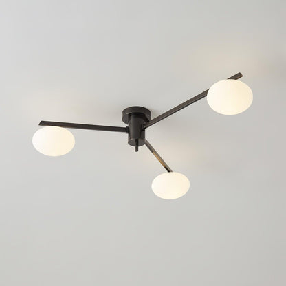 Adjustable Multi-Arm Semi-Flush Mount Light Fixture with Frosted Globes for Dining Room Kitchen Living Room | Black or Brass Frame G9 Socket
