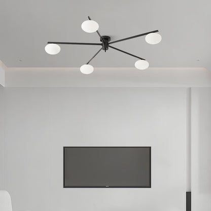 Adjustable Multi-Arm Semi-Flush Mount Light Fixture with Frosted Globes for Dining Room Kitchen Living Room | Black or Brass Frame G9 Socket