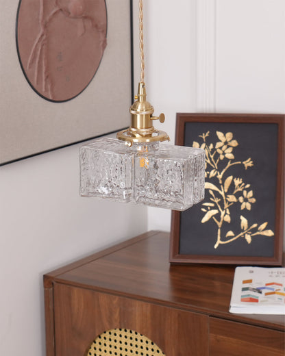 Glass Pendant Light with Brass Accents Adjustable Hanging Fixture for Kitchen Island Dining Room Modern Overhead Lighting E26 Socket