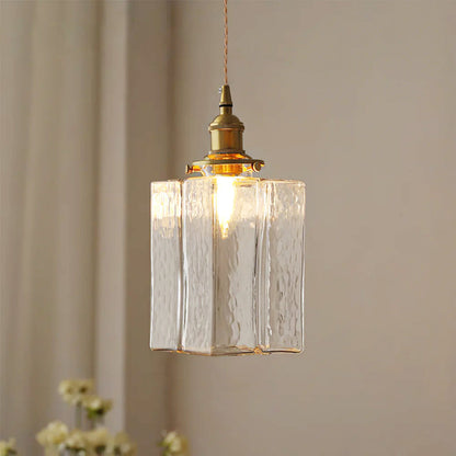 Glass Pendant Light with Brass Accents Adjustable Hanging Fixture for Kitchen Island Dining Room Modern Overhead Lighting E26 Socket