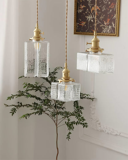 Glass Pendant Light with Brass Accents Adjustable Hanging Fixture for Kitchen Island Dining Room Modern Overhead Lighting E26 Socket