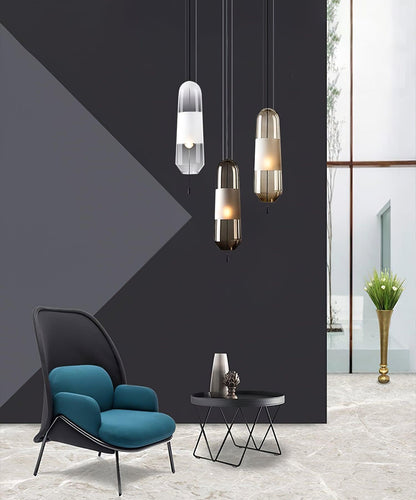 Glass Shade Hanging Light Fixture E14 Socket for Kitchen Island and Dining Room Overhead Lighting 5 Inch Wide 15 Inch Drop Adjustable Wire L