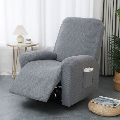 Stretch-Fit Recliner Slipcover with Side Storage Pocket – Furniture Protector for Living Room Lounge Chairs