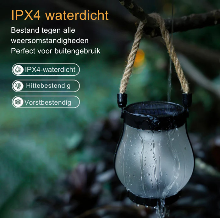 Flickering Flame Outdoor Lantern with Solar Panel 10 in Tall Glass LED Garden Light Waterproof Hanging Patio Decoration Dusk Sensor USB Back