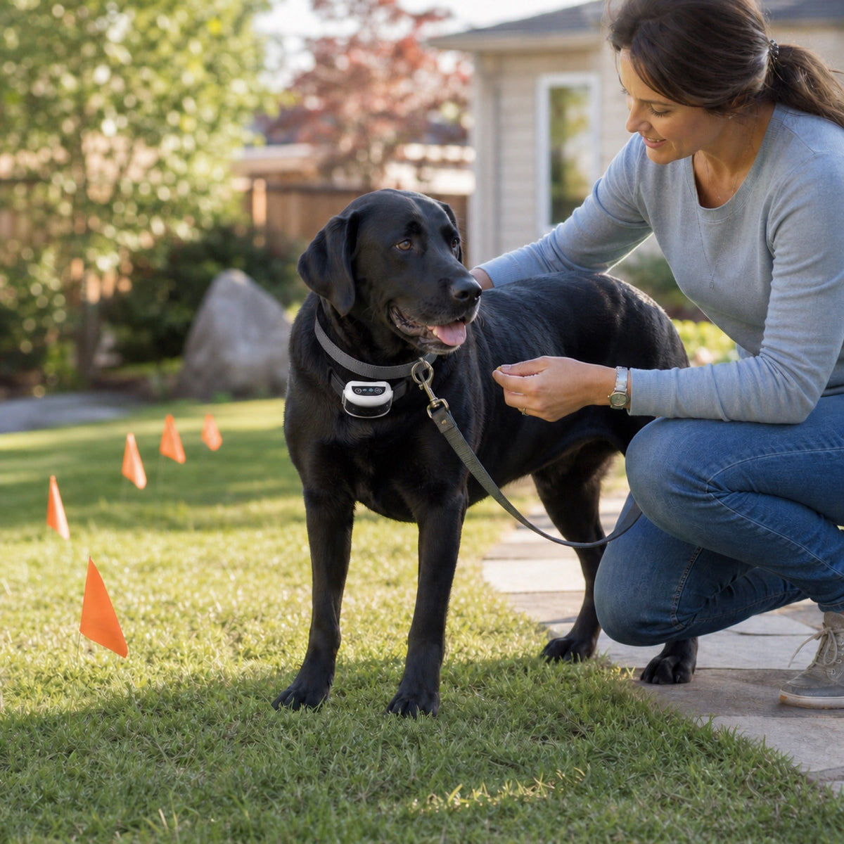 Rechargeable Circular Dog Containment System with Adjustable Radio Boundary, Waterproof Collar Receiver & Progressive Alert for Yard