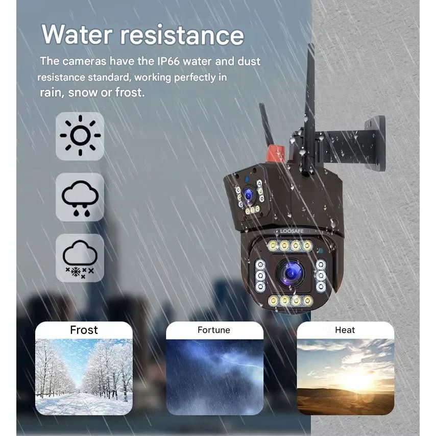 Solar-Powered Surveillance Camera 4K Resolution Dual-Lens System 10x Magnification Wireless Setup for Home Business Yard Monitoring Day Nigh