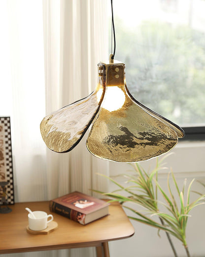 Glass Leaf Ceiling Fixture E27 Bronze Frame Adjustable Drop Cord Ambient Overhead Lighting for Dining Tables Kitchen Counter Modern Home