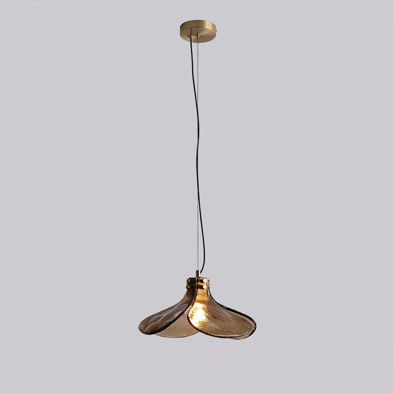 Glass Leaf Ceiling Fixture E27 Bronze Frame Adjustable Drop Cord Ambient Overhead Lighting for Dining Tables Kitchen Counter Modern Home