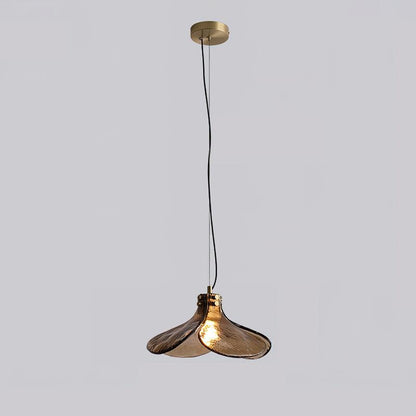 Glass Leaf Ceiling Fixture E27 Bronze Frame Adjustable Drop Cord Ambient Overhead Lighting for Dining Tables Kitchen Counter Modern Home