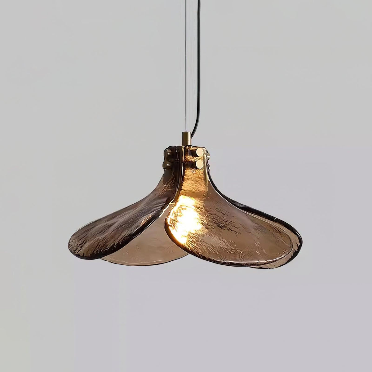 Glass Leaf Ceiling Fixture E27 Bronze Frame Adjustable Drop Cord Ambient Overhead Lighting for Dining Tables Kitchen Counter Modern Home