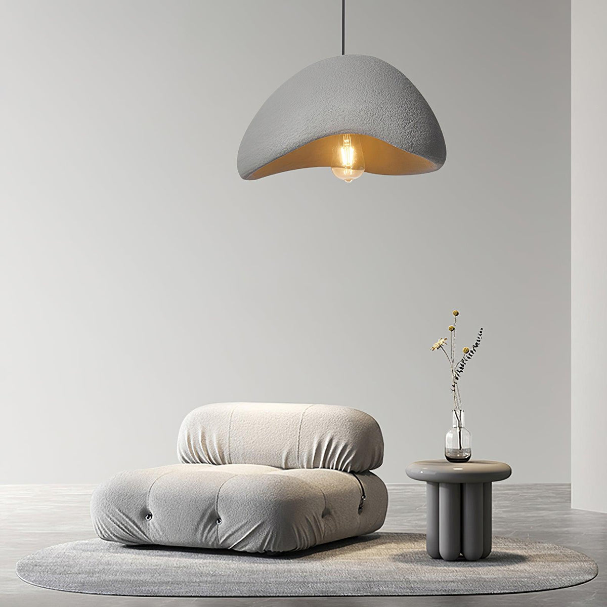 Spherical Hanging Ceiling Light Fixture with Adjustable Drop Length for Kitchen Island Dining Room Bedroom | Gray White LED Compatible Indoo